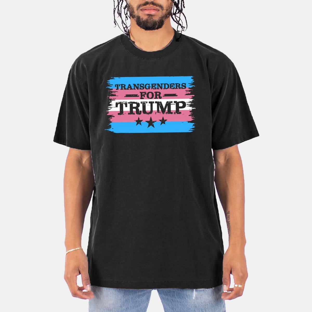 Transgenders For Trump Political Satire Graphic Tee LGBTQ Conservative Statement Shirt Gift for Debate Lovers