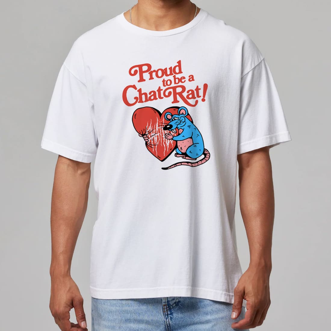 Proud To Be Chat Rat Funny Internet Meme Graphic Tee Online Community Shirt Gift for Gamers