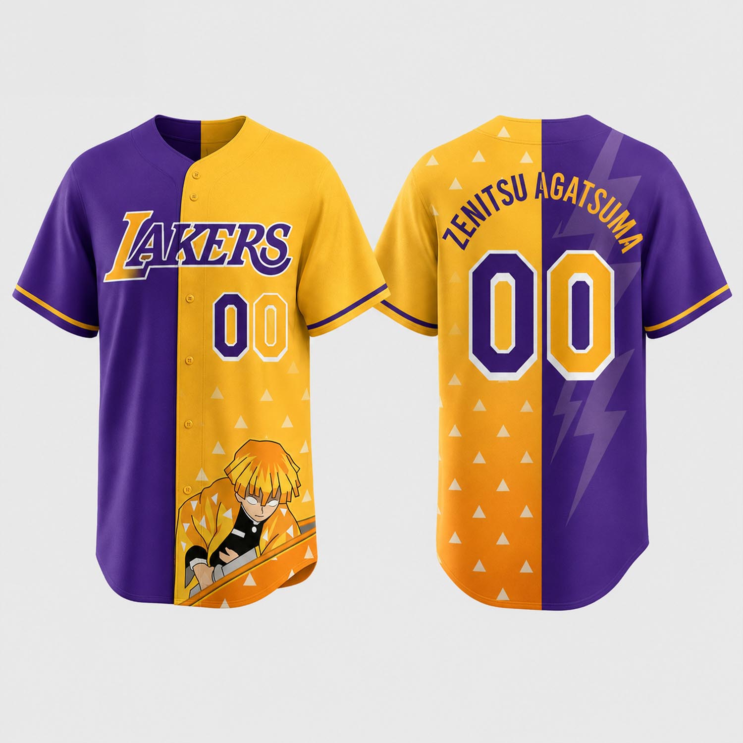 Purple Gold Thunder Baseball Jersey Lightning Anime Inspired Fan Collection 1 - Unicasport Purple Gold Thunder Baseball Jersey Lightning Anime Inspired Fan Collection