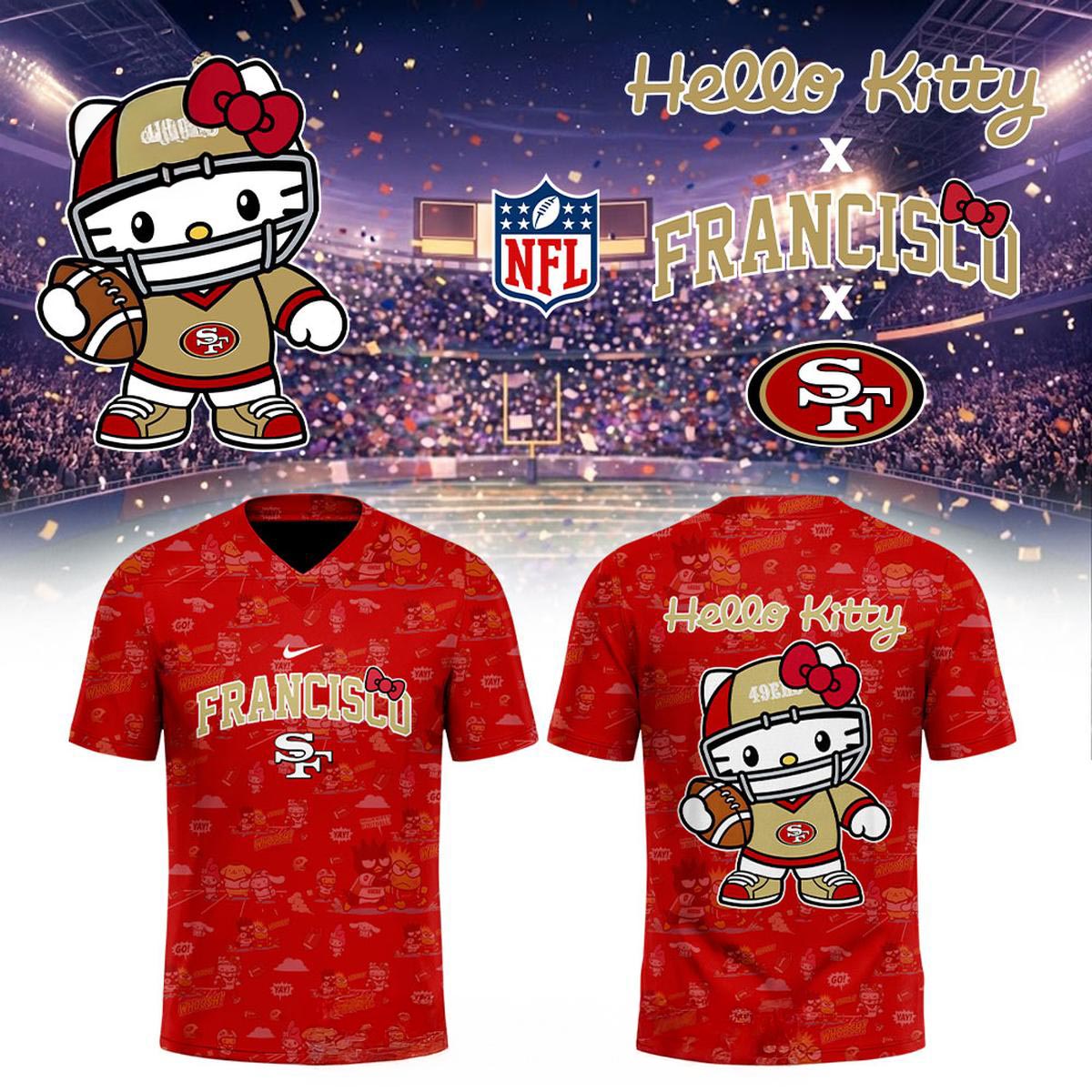 San Francisco 49ers Hello Kitty Theme Night 2026 Football Jersey Cute Crossover Fan Edition 1 - Unicasport San Francisco 49ers Hello Kitty Theme Night 2026 Football Jersey Cute Crossover Fan Edition