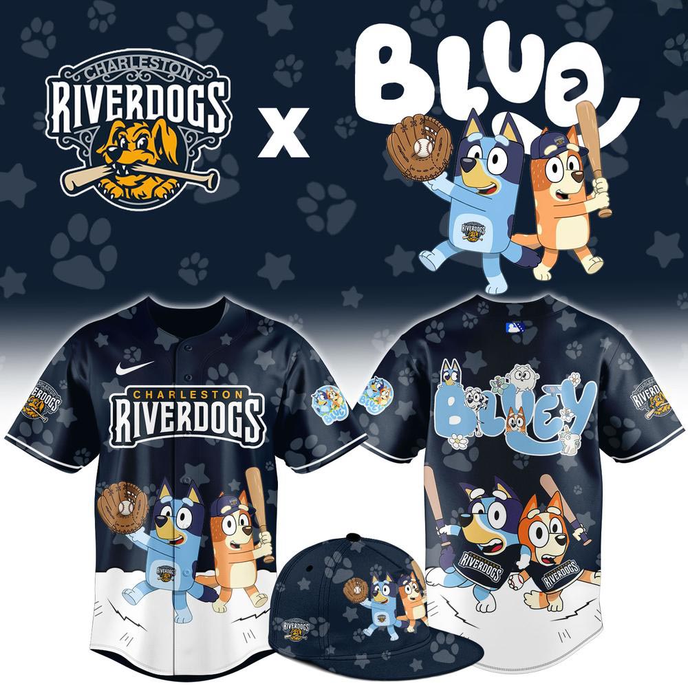 Charleston RiverDogs x Bluey Night New Limited Baseball Jersey MiLB Cartoon Theme Night Fan Gift 1 - Unicasport Charleston RiverDogs x Bluey Night New Limited Baseball Jersey MiLB Cartoon Theme Night Fan Gift
