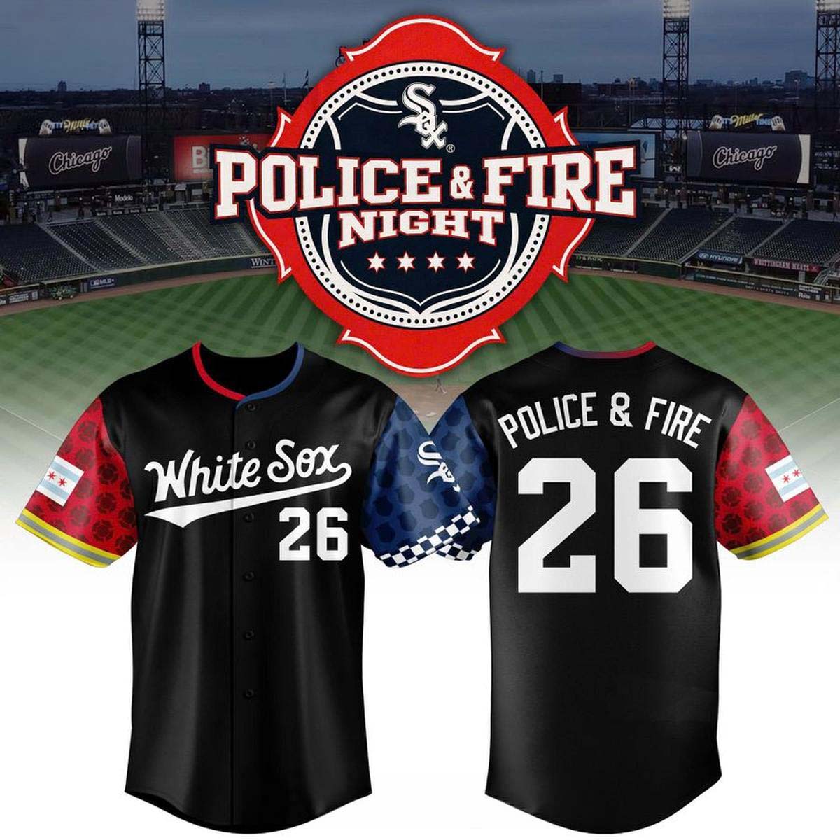 Chicago White Sox Police And Fire Night 2026 Personalized Baseball Jersey 1 - Unicasport Chicago White Sox Police And Fire Night 2026 Personalized Baseball Jersey