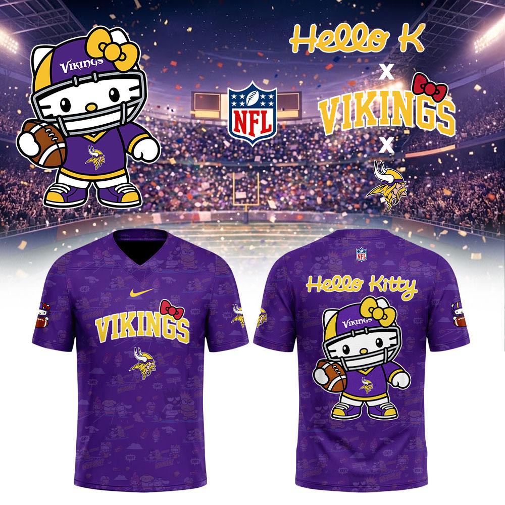 Minnesota Vikings x Hello Kitty 2026 Football Jersey Crossover Graphic Fan Collection 1 - Unicasport Minnesota Vikings x Hello Kitty 2026 Football Jersey Crossover Graphic Fan Collection