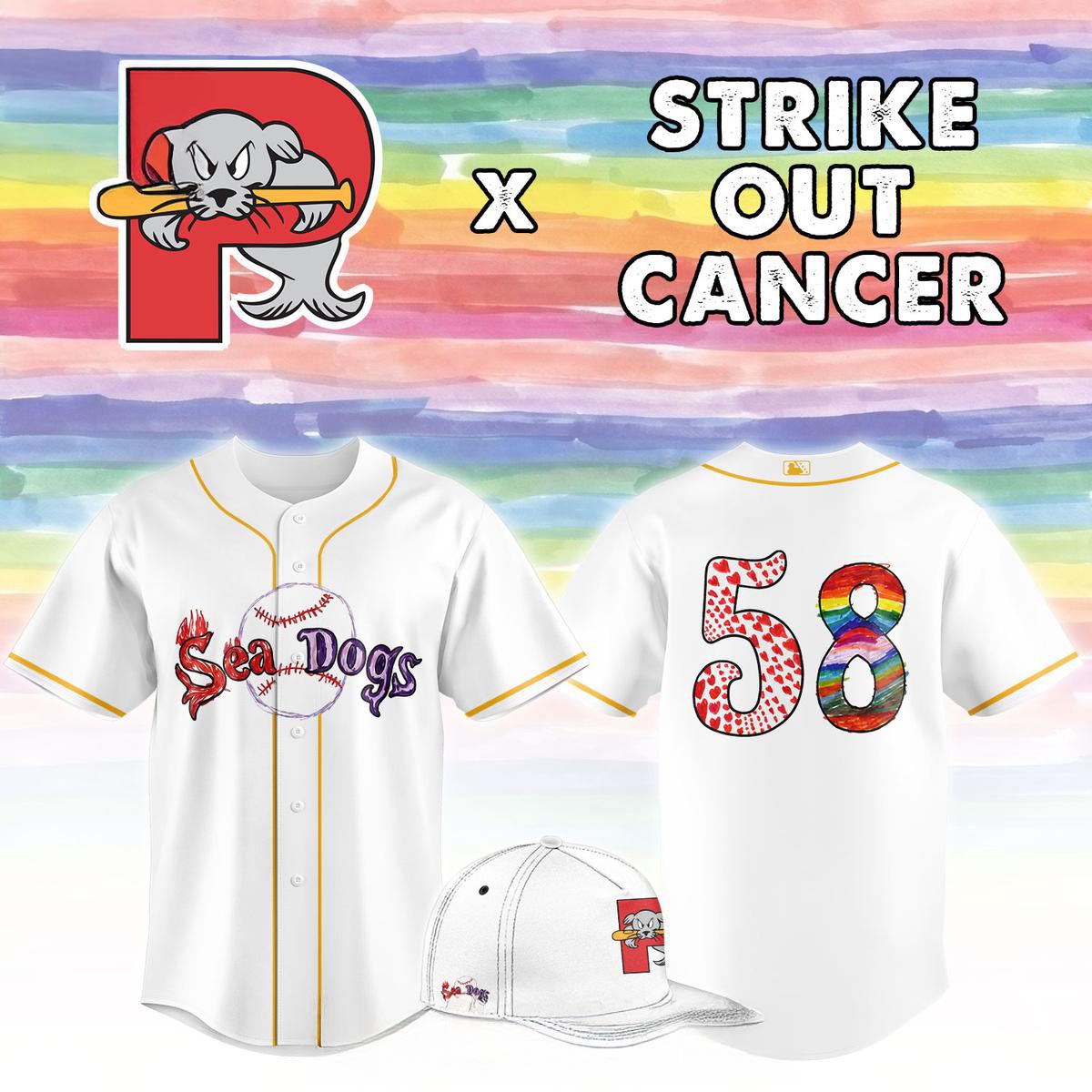 Portland Sea Dogs Strike Out Cancer 2026 Game Custom Baseball Jersey MiLB Cancer Awareness Fan Sports Apparel 1 - Unicasport Portland Sea Dogs Strike Out Cancer 2026 Game Custom Baseball Jersey MiLB Cancer Awareness Fan Sports Apparel