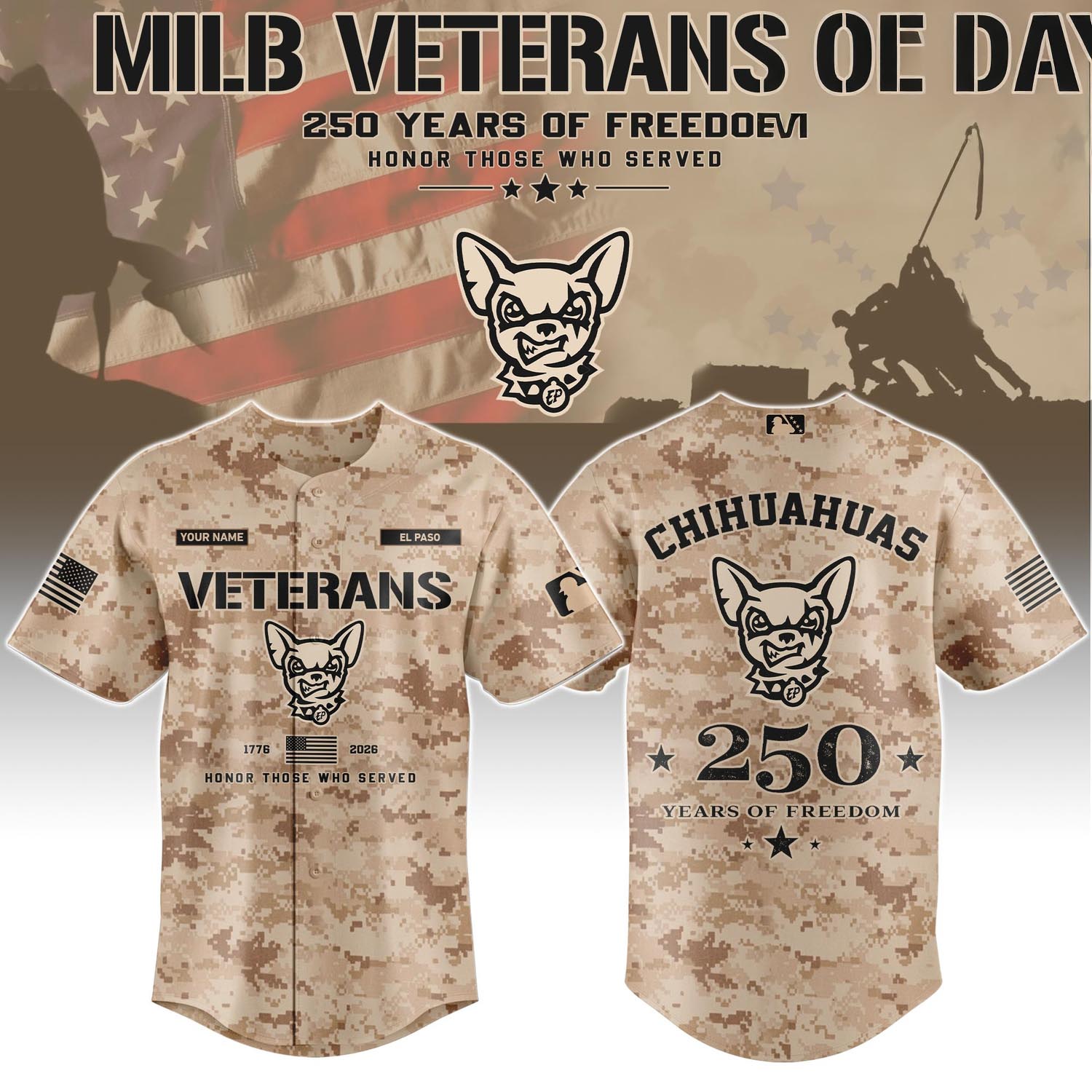 El Paso Chihuahuas Veterans Day 2026 Special Limited Edition Baseball Jersey Fan Apparel 1 - Unicasport El Paso Chihuahuas Veterans Day 2026 Special Limited Edition Baseball Jersey Fan Apparel