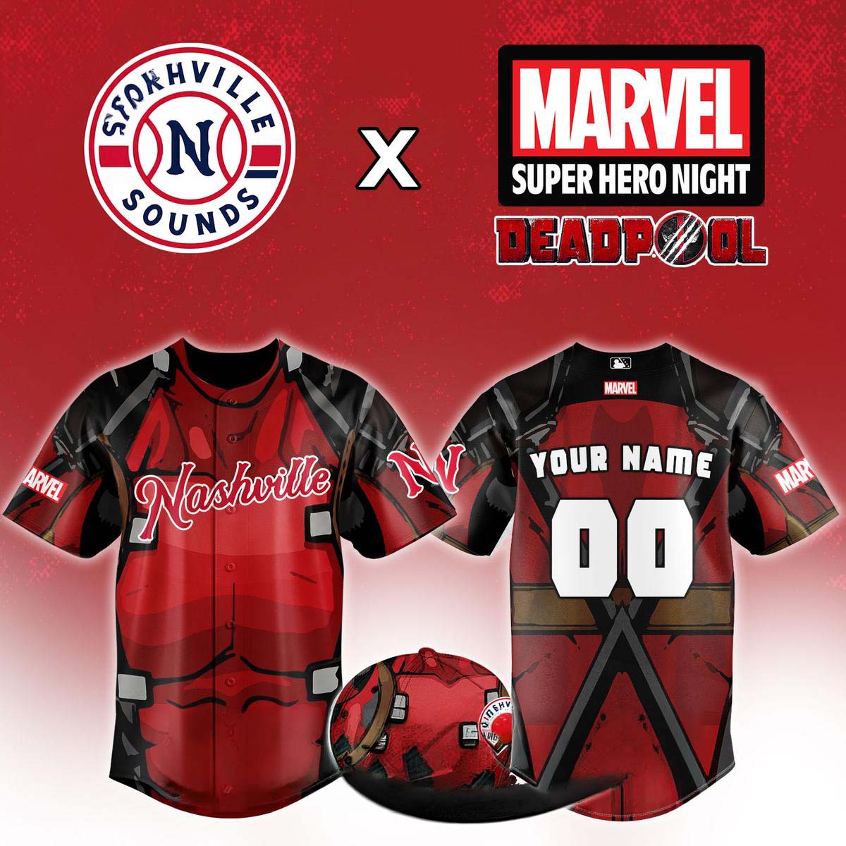 Deadpool Marvel Super Hero Night Nashville Sounds Baseball Jersey - Best Gift for Fans