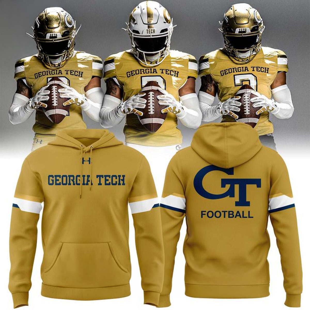Under Armour Georgia Tech Football Yellow Hoodie - Best Gift for Fans