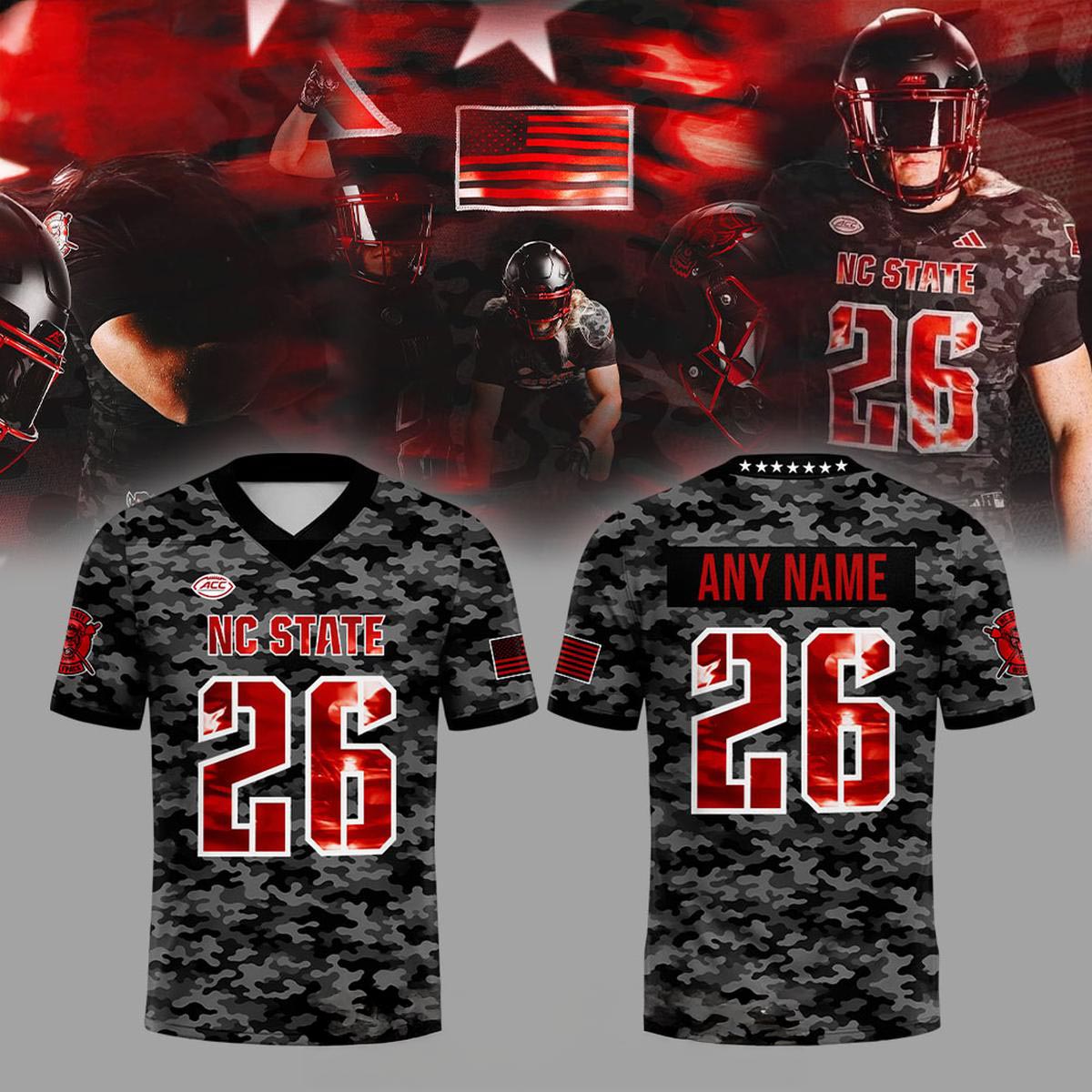 NC State Wolfpack 2026 Introducing New Uniform x Military Personalized Football Jersey Custom Name Number Game Day Apparel 2 - Unicasport NC State Wolfpack 2026 Introducing New Uniform x Military Personalized Football Jersey Custom Name Number Game Day Apparel