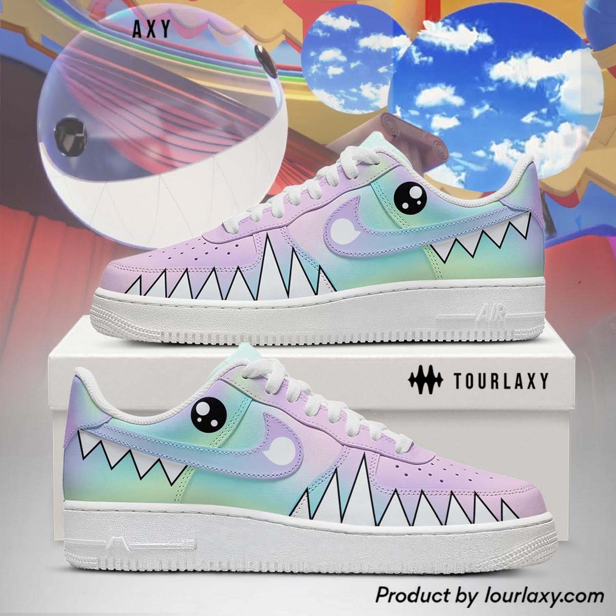 The Amazing Digital Circus Bubble Tourlaxy Custom Air Force 1 Sneakers - Best Gift for Fans
