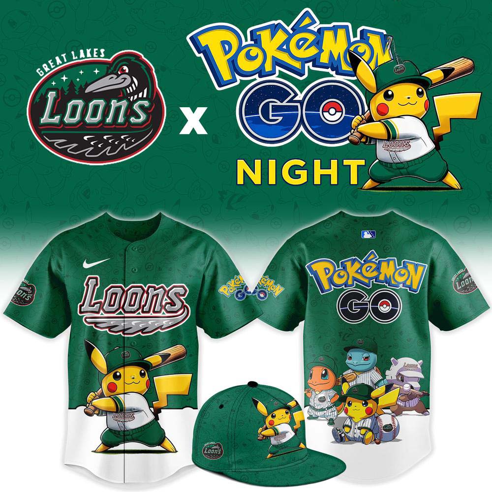 Great Lakes Loons Pokemon GO Night Baseball Jersey Special Event Collection 1 - Unicasport Great Lakes Loons Pokemon GO Night Baseball Jersey Special Event Collection