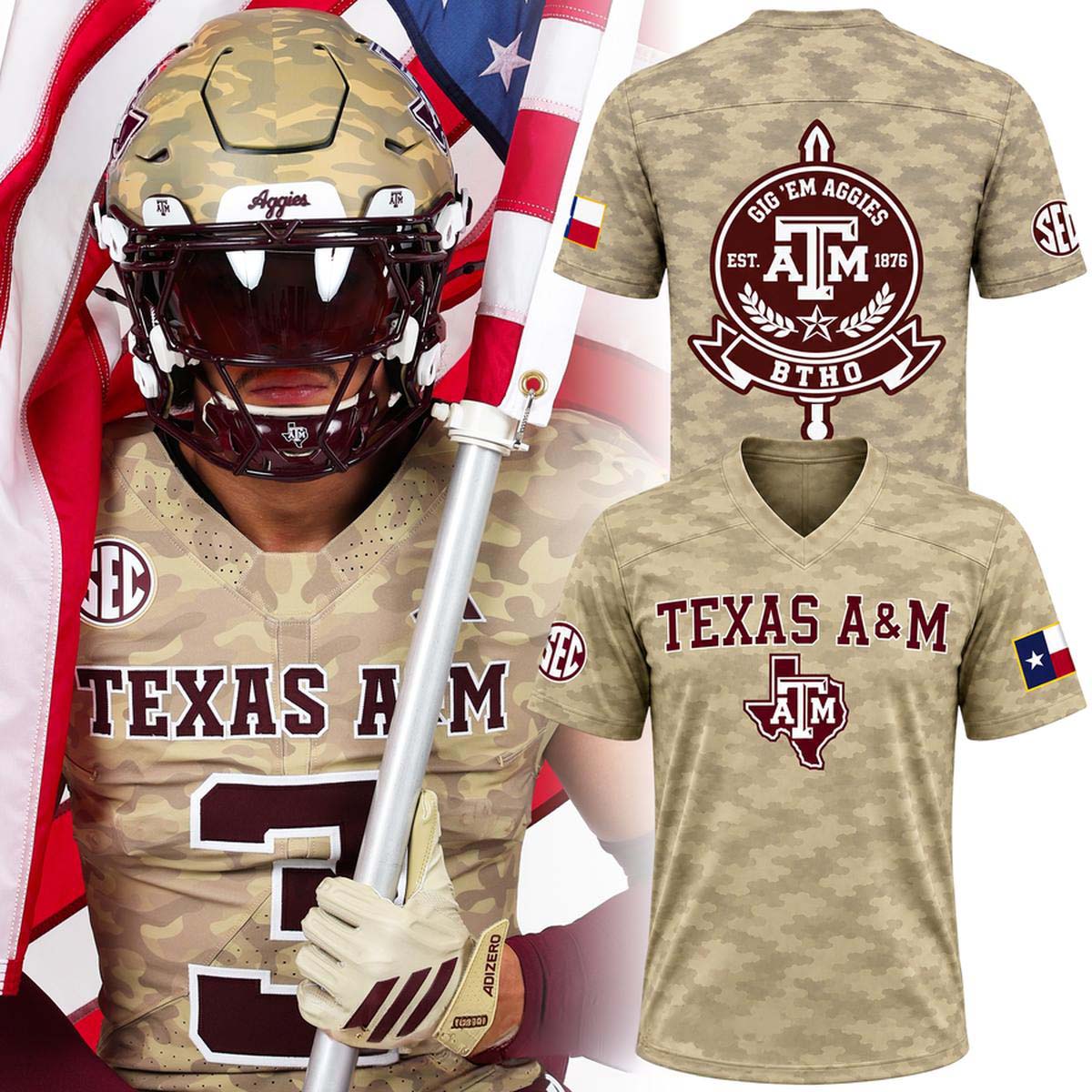 Texas AM Aggies Military Appreciation 2026 Personalized Football Jersey Supporter Collection 2 - Unicasport Texas AM Aggies Military Appreciation 2026 Personalized Football Jersey Supporter Collection