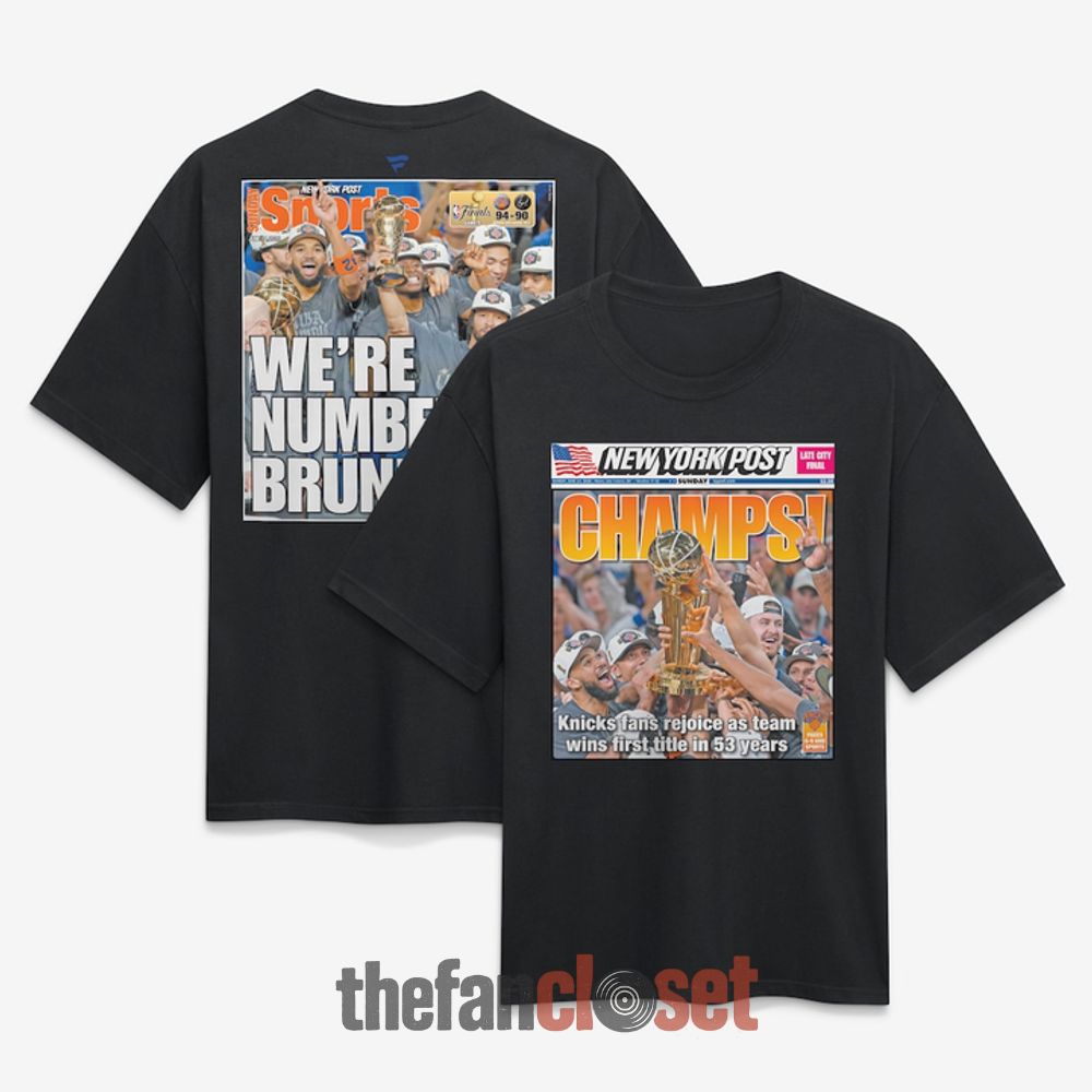 Black Heavyweight Shirt - New York Knicks x New York Post 2026 NBA Finals Champions Newspaper Cover