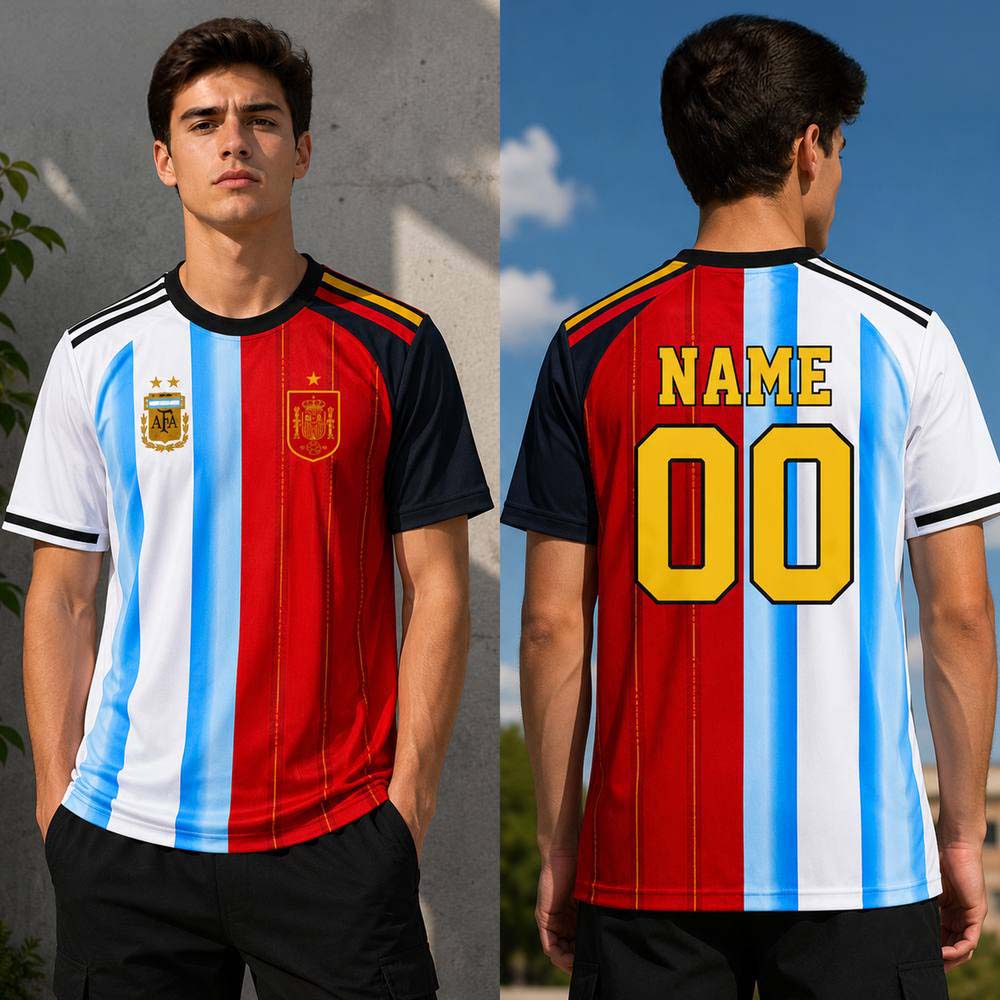 Split Football Jersey Argentina Vs Spain World Cup Final