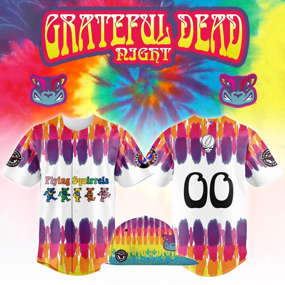 Richmond Flying Squirrels Grateful Dead x 2026 Game Custom Baseball Jersey MiLB Rock Music Theme Night Fan Jersey 1 - Unicasport Richmond Flying Squirrels Grateful Dead x 2026 Game Custom Baseball Jersey MiLB Rock Music Theme Night Fan Jersey