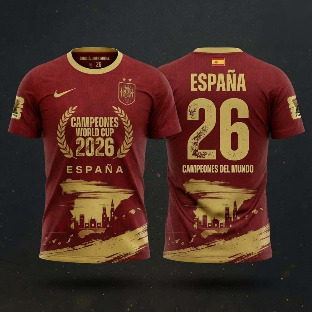 Spain 2026 World Cup Champions Soccer Graphic T-Shirt - Best Gift for Fans