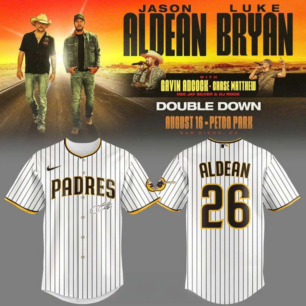 San Diego Padres x Jason Aldean Double Down Tour 2026 Baseball Jersey 1 - Unicasport San Diego Padres x Jason Aldean Double Down Tour 2026 Baseball Jersey