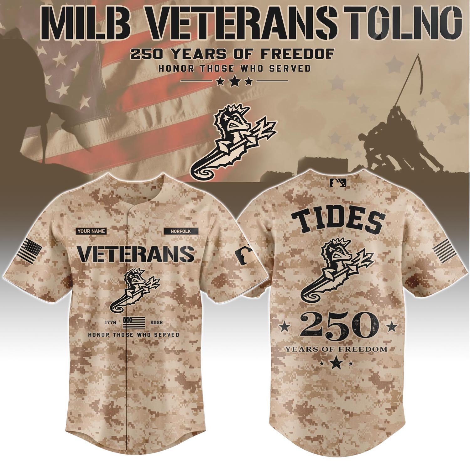 Norfolk Tides Veterans Day 2026 Special Limited Edition Baseball Jersey Fan Apparel 1 - Unicasport Norfolk Tides Veterans Day 2026 Special Limited Edition Baseball Jersey Fan Apparel