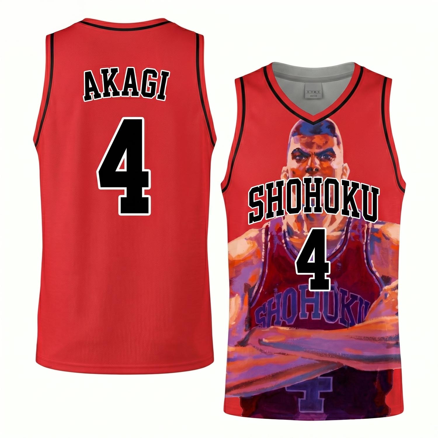 Anime Basketball Akagi Number 4 Sleeveless Jersey Player Inspired Sports Apparel 1 - Unicasport Anime Basketball Akagi Number 4 Sleeveless Jersey Player Inspired Sports Apparel