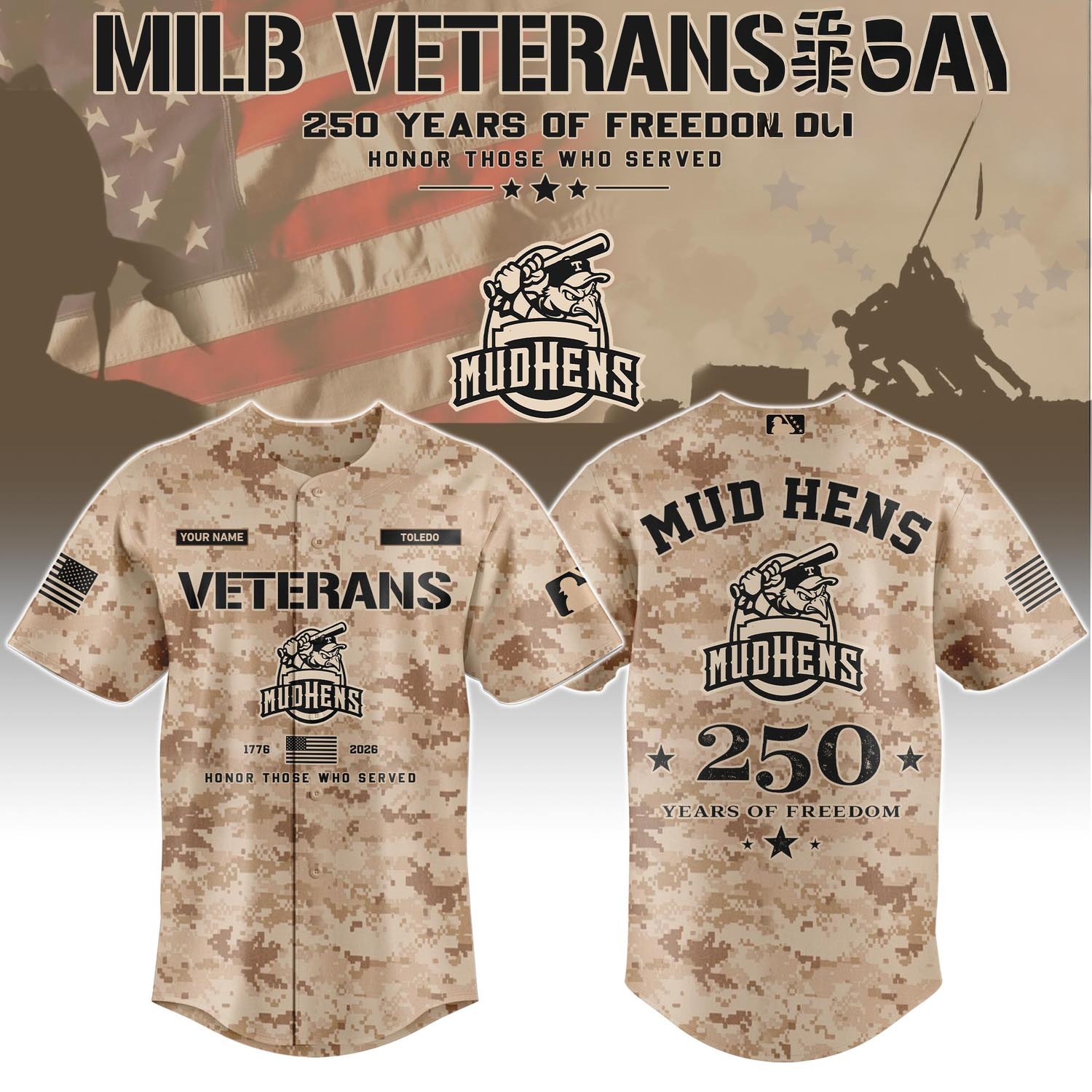Toledo Mud Hens Veterans Day 2026 Special Limited Edition Baseball Jersey Fan Apparel 2 - Unicasport Toledo Mud Hens Veterans Day 2026 Special Limited Edition Baseball Jersey Fan Apparel