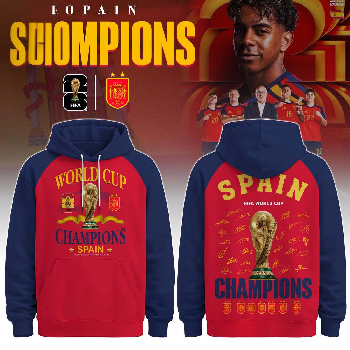 Spain Bicampeones Del Mundo 2026 Hoodie, Joggers, and Cap Set