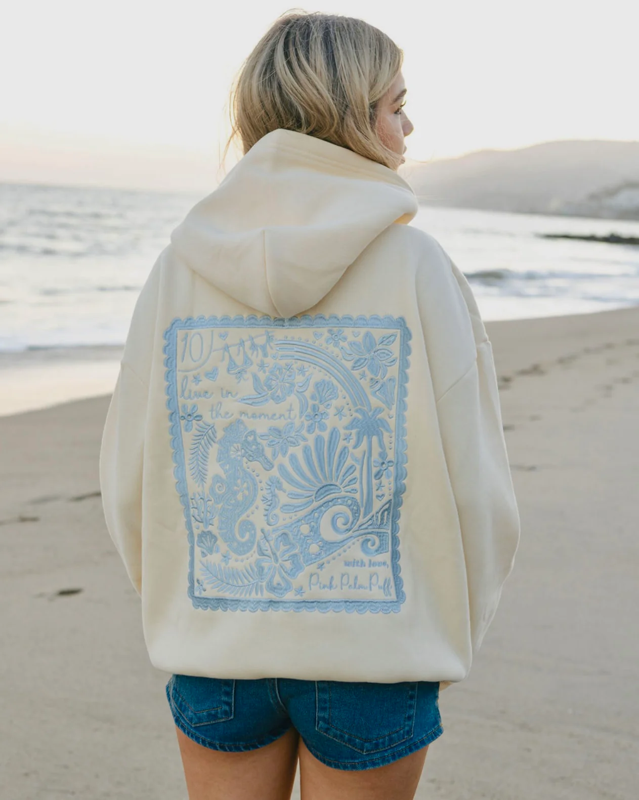 Live in the Moment Sand Hoodie Minimal Motivational Graphic Pullover Hoodie Gift for Women
