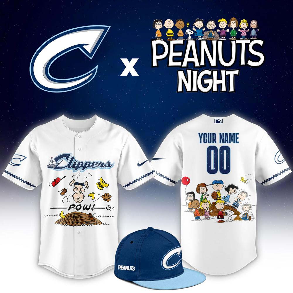 Columbus Clippers x Peanuts Night Snoopy Custom Baseball Jersey - Gift Idea for Baseball Fans