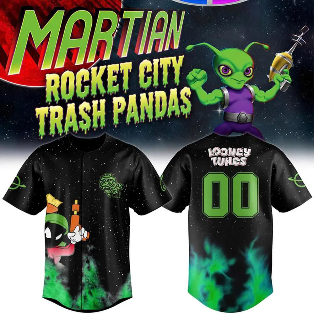 Looney Tunes Marvin the Martian x Rocket City Trash Pandas 2026 Edition Baseball Jersey 1 - Unicasport Looney Tunes Marvin the Martian x Rocket City Trash Pandas 2026 Edition Baseball Jersey