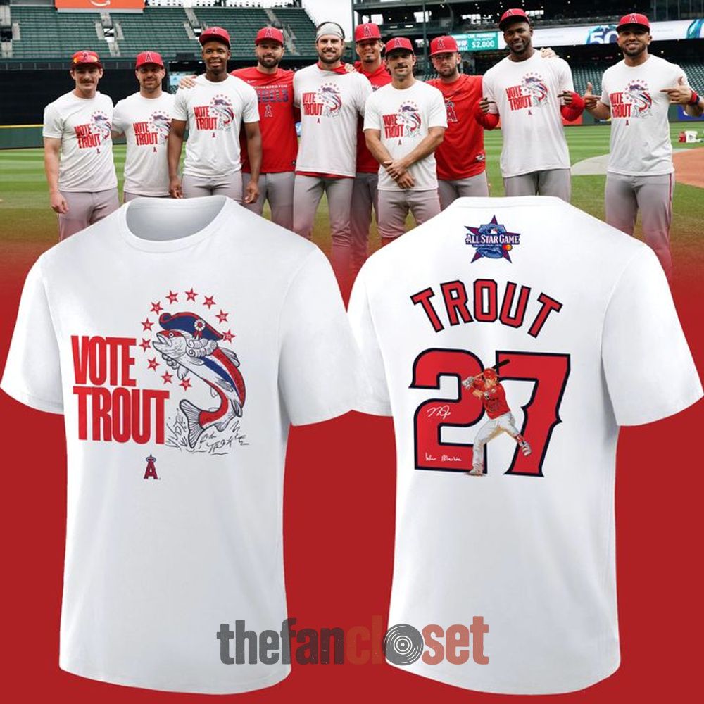 White Fan Shirt - Los Angeles Angels 2026 Vote Mike Trout Signatures Print