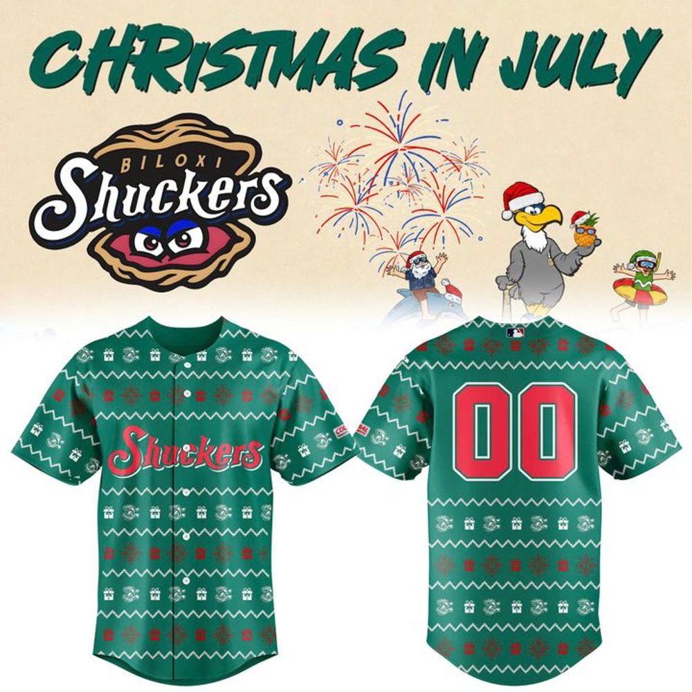 Biloxi Shuckers Christmas in July Baseball Jersey