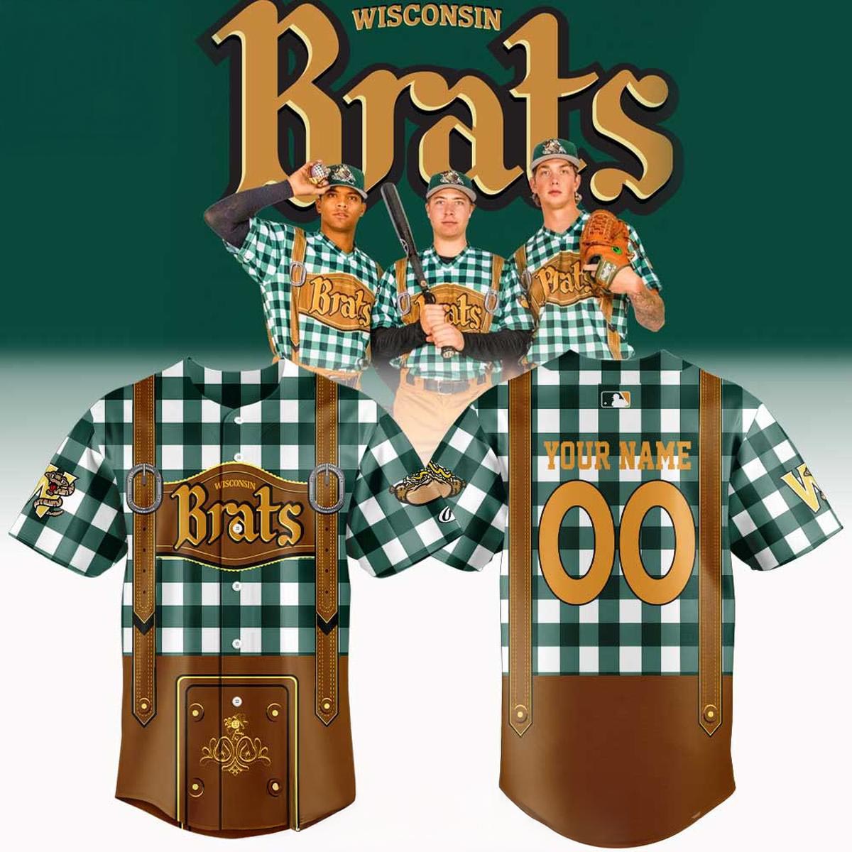 Wisconsin Timber Rattlers 2026 Wisconsin Brats Rawlings MiLB Game Baseball Jersey Theme Night Fan Sports Apparel 1 - Unicasport Wisconsin Timber Rattlers 2026 Wisconsin Brats Rawlings MiLB Game Baseball Jersey Theme Night Fan Sports Apparel