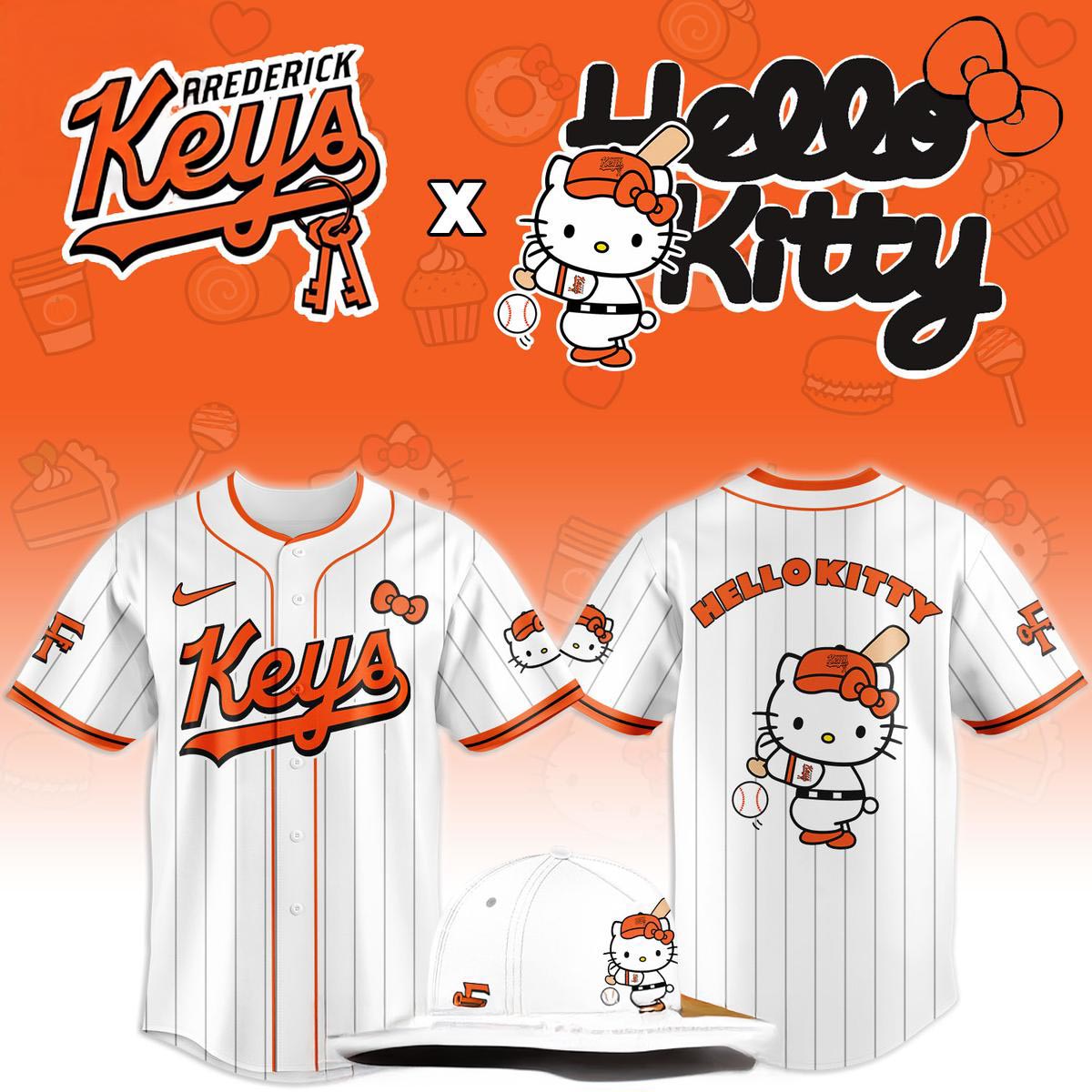 Frederick Keys Hello Kitty Classic Striped 2026 Night Baseball Jersey 1 - Unicasport Frederick Keys Hello Kitty Classic Striped 2026 Night Baseball Jersey