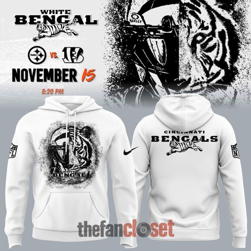 White Hoodie White Bengal Football Cincinnati Bengals