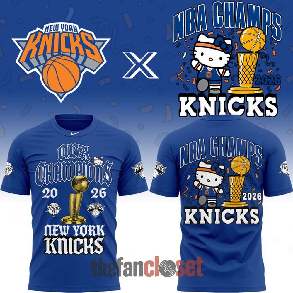 Hello Kitty x New York Knicks 2026 NBA Finals Champions Exclusive Edition Blue Shirt