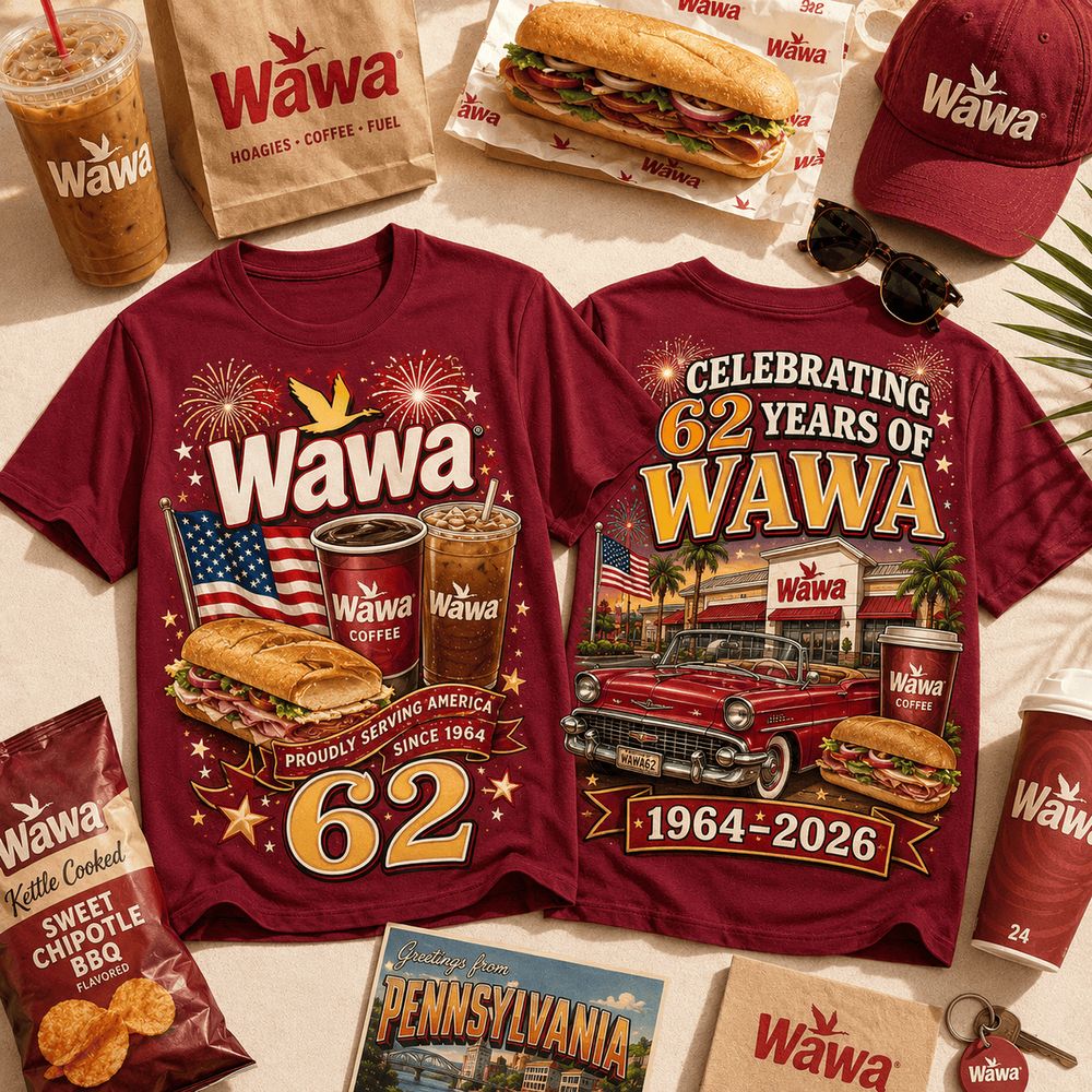 Wawa 62 Years Retro Diner Car Fireworks Limited Edition Shirt - Unique Graphic Gift Idea for Fans