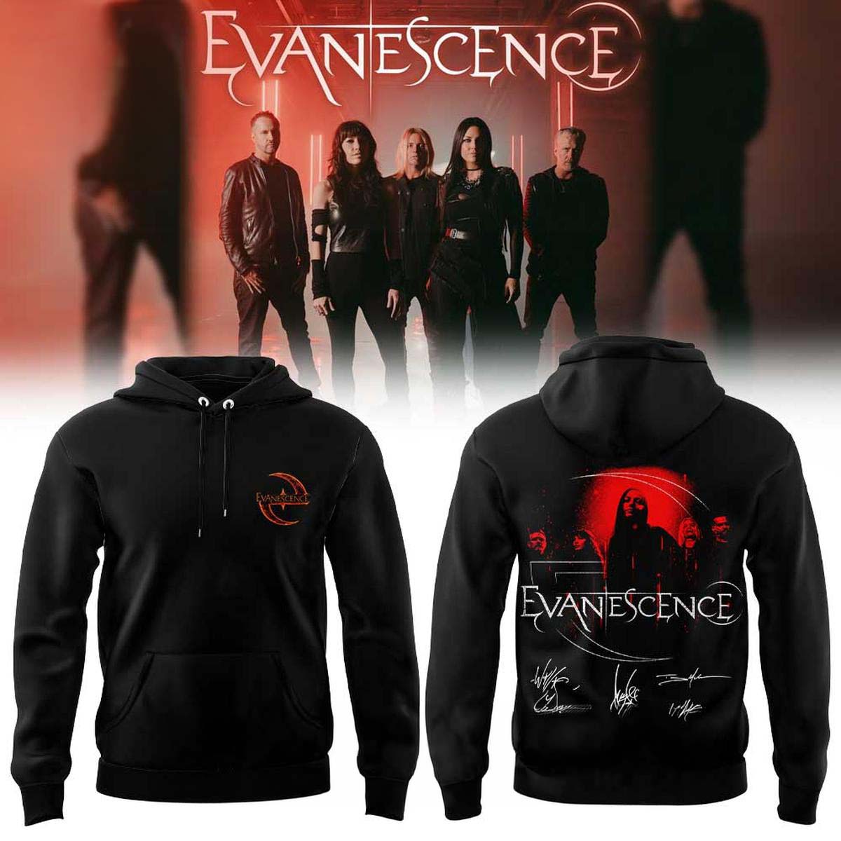 Evanescence Sanctuary 2026 World Tour Black Graphic Hoodie Best Gift for Fans