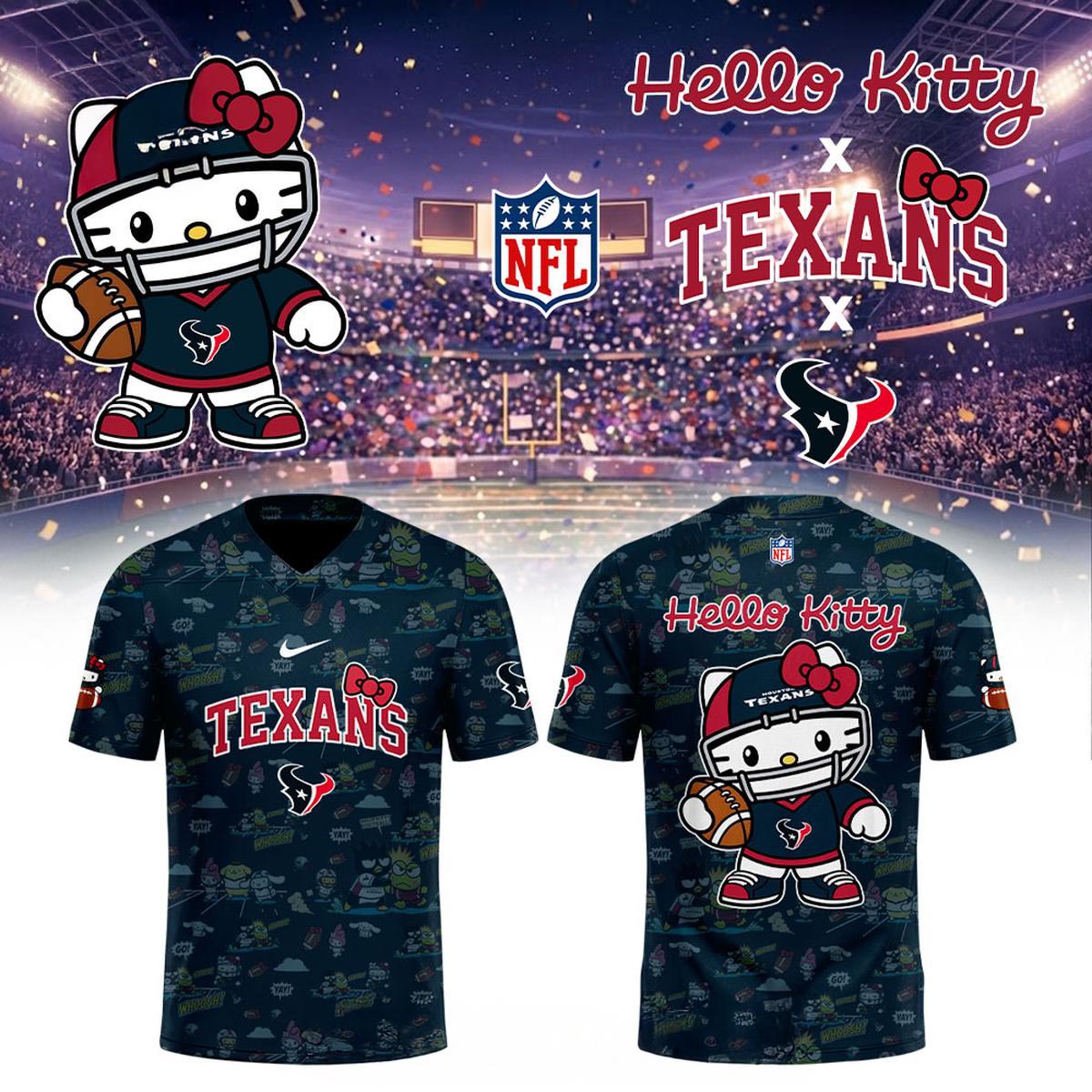 Houston Texans Hello Kitty Theme Night 2026 Football Jersey Cute NFL Crossover Edition 1 - Unicasport Houston Texans Hello Kitty Theme Night 2026 Football Jersey Cute NFL Crossover Edition
