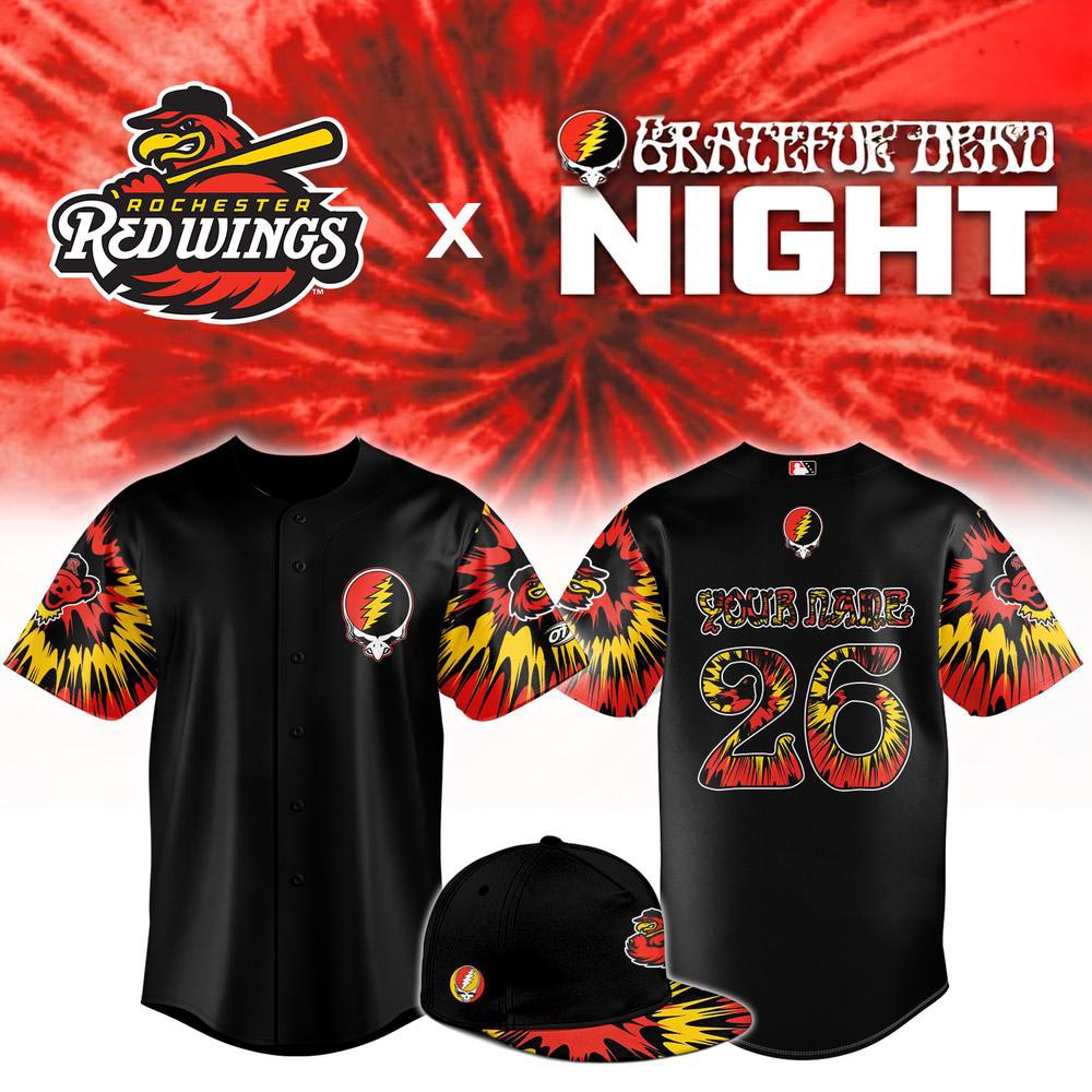 Rochester Red Wings x Grateful Dead Night Limited Edition Baseball Jersey MiLB Music Night Fan Sports Apparel 1 - Unicasport Rochester Red Wings x Grateful Dead Night Limited Edition Baseball Jersey MiLB Music Night Fan Sports Apparel