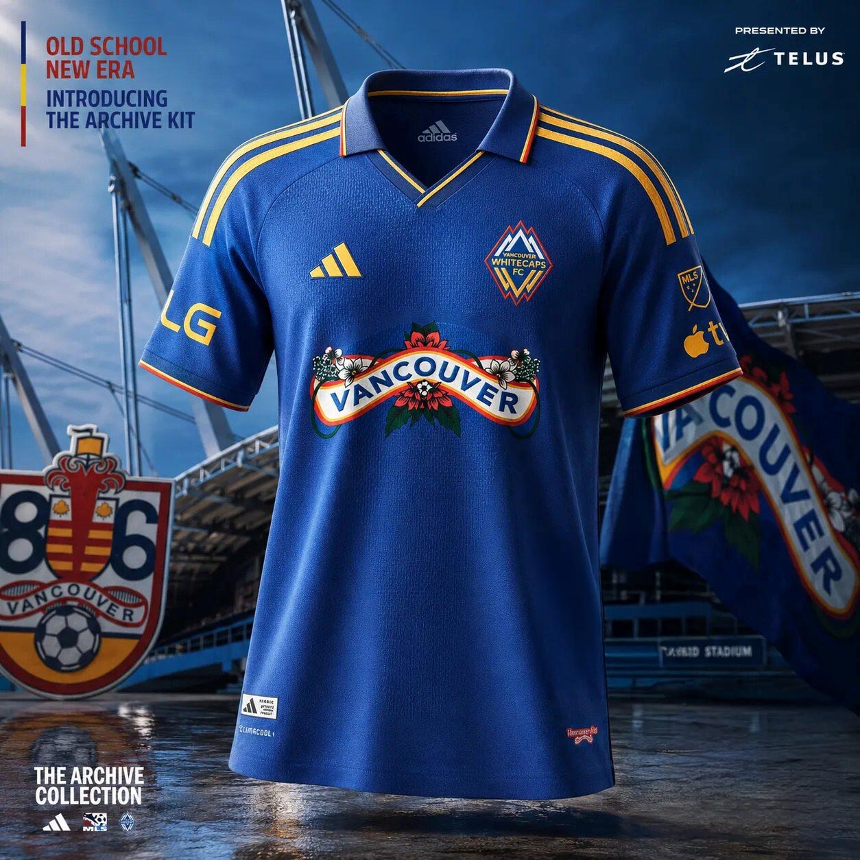 Vancouver Whitecaps FC Archive Collection Royal Jersey Soccer Football Fan Apparel 1 - Unicasport Vancouver Whitecaps FC Archive Collection Royal Jersey Soccer Football Fan Apparel