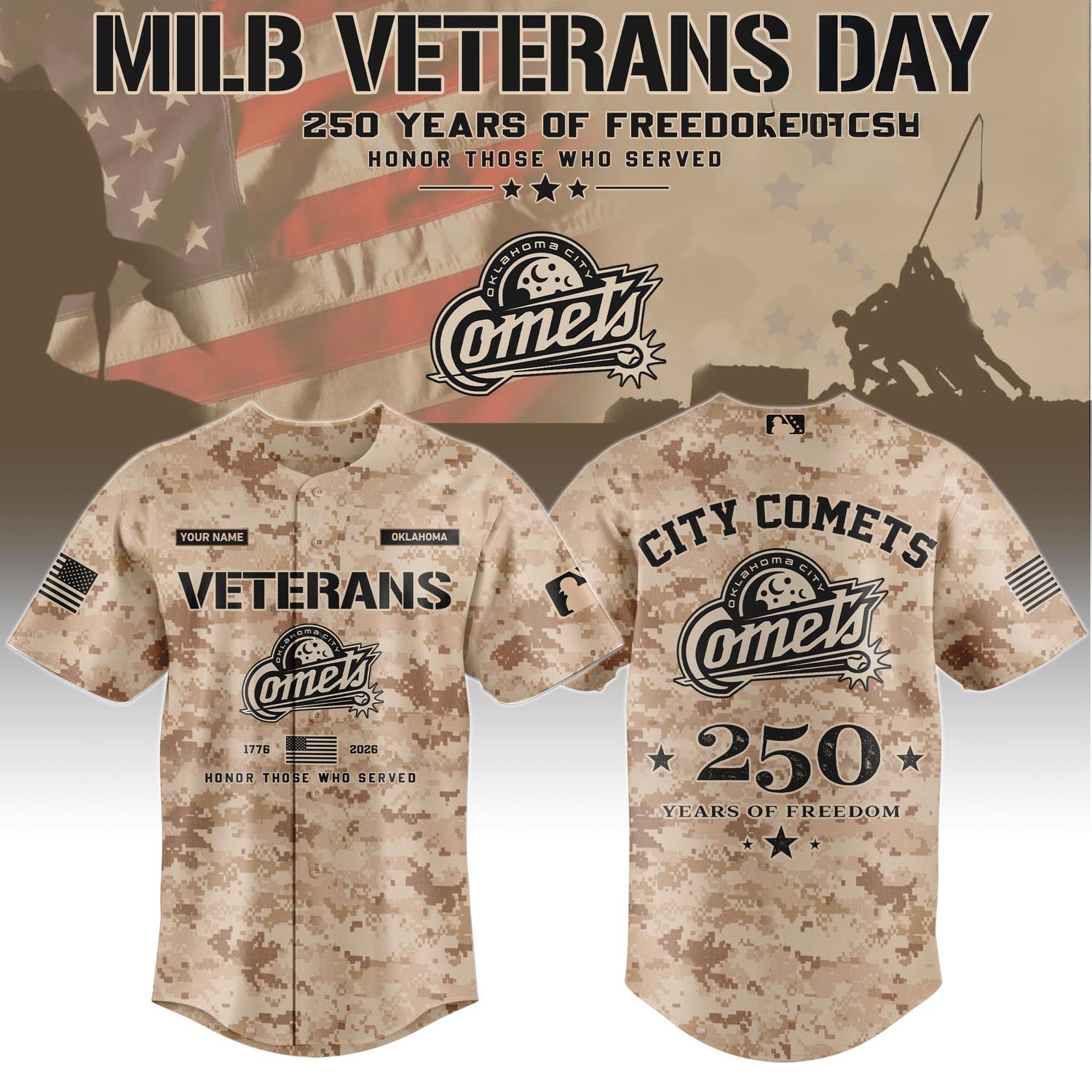 Oklahoma City Comets Veterans Day 2026 Special Limited Edition Baseball Jersey Fan Apparel 1 - Unicasport Oklahoma City Comets Veterans Day 2026 Special Limited Edition Baseball Jersey Fan Apparel