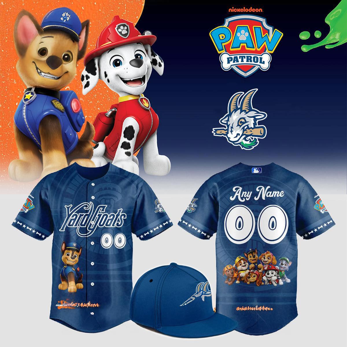 Hartford Yard Goats Paw Patrol Custom Name And Number Baseball Jersey
