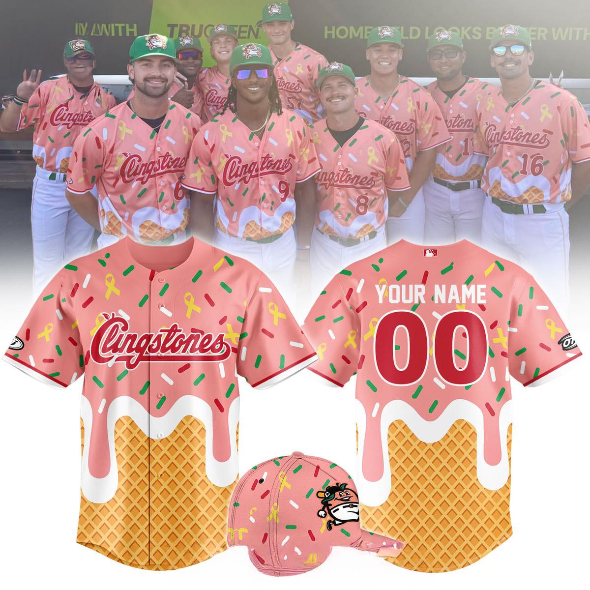 Columbus Clingstones Ice Cream Night 2026 Baseball Jersey Cure Cancer Awareness Edition 1 - Unicasport Columbus Clingstones Ice Cream Night 2026 Baseball Jersey Cure Cancer Awareness Edition