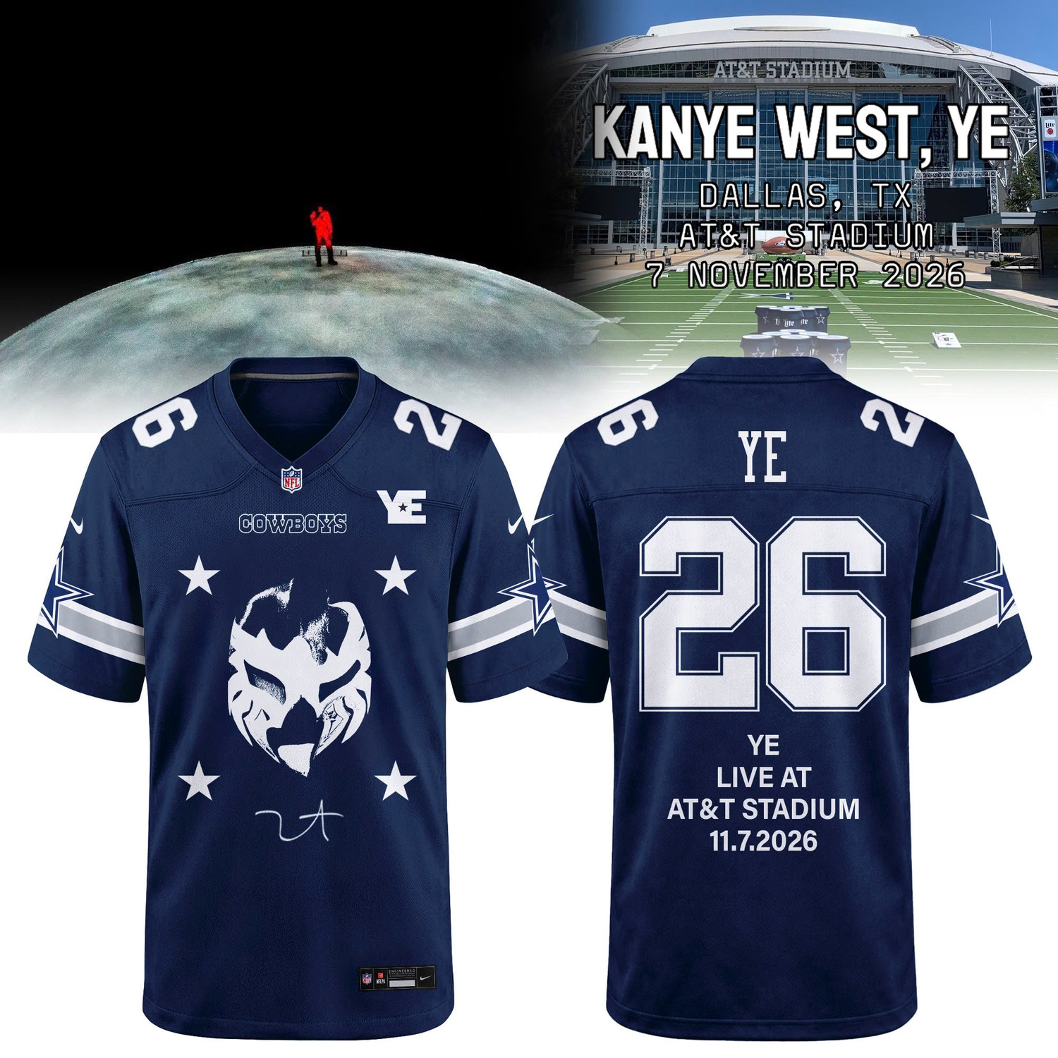 Dallas Cowboys x Ye Inspired Jersey Ye Live At Att Stadium Fanwear Collection 2 - Unicasport Dallas Cowboys x Ye Inspired Jersey Ye Live At Att Stadium Fanwear Collection