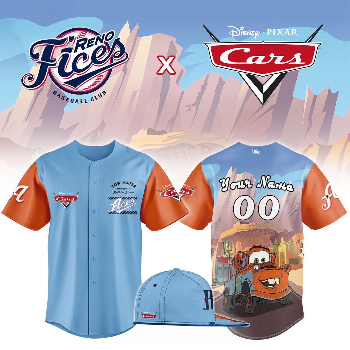Reno Aces x Cars Night 2026 Tow Master Personalized Baseball Jersey MiLB Character Theme Custom Fan Apparel 1 - Unicasport Reno Aces x Cars Night 2026 Tow Master Personalized Baseball Jersey MiLB Character Theme Custom Fan Apparel