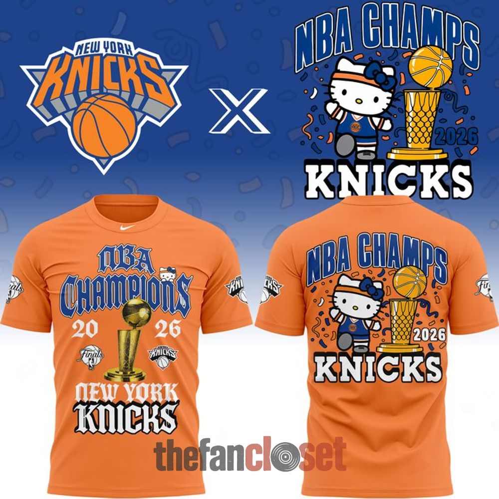 Hello Kitty x New York Knicks 2026 NBA Finals Champions Exclusive Edition Orange Shirt
