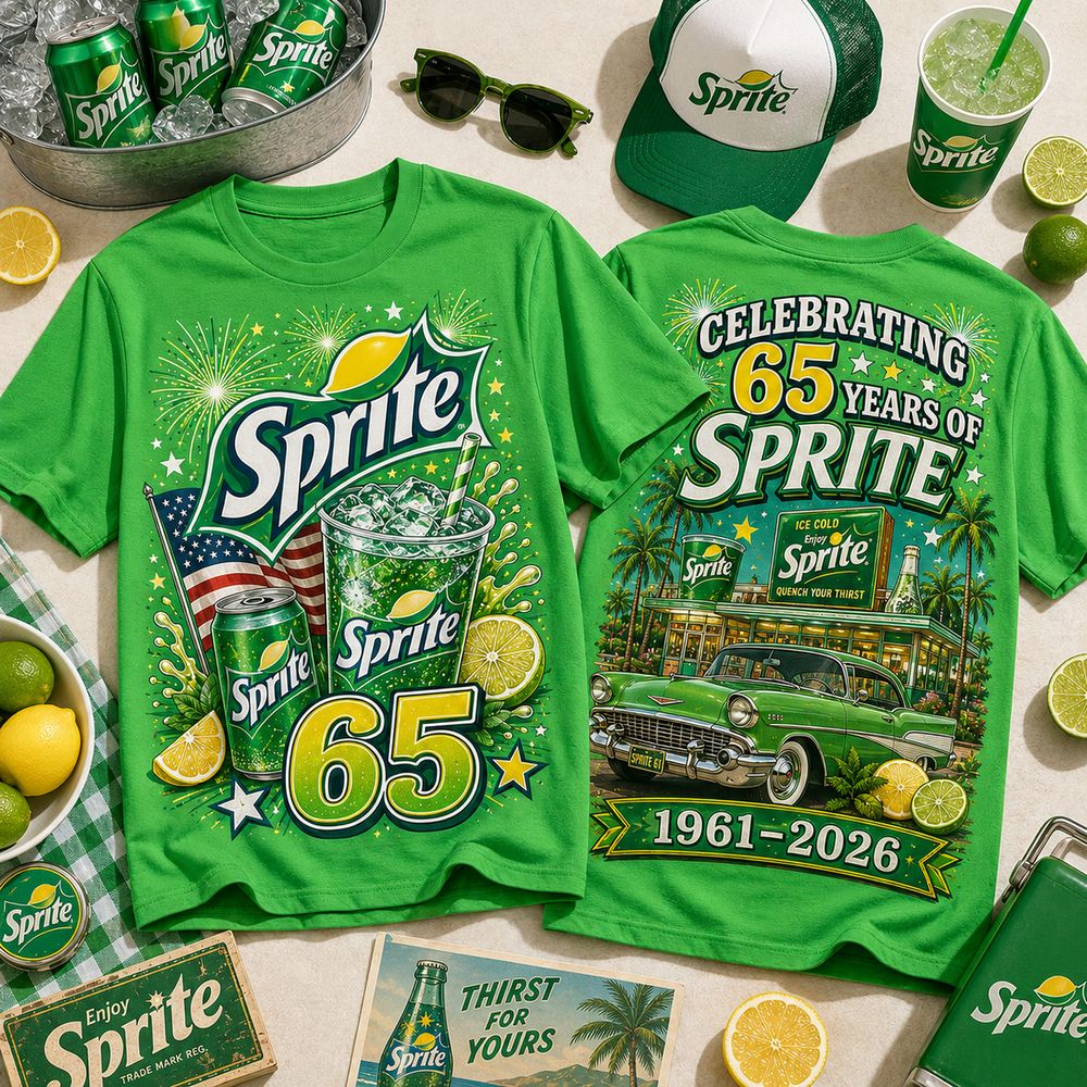 Sprite 65th Anniversary Vintage Car and Lemon Splash Shirt - Retro Soda Graphic Tee Gift Idea