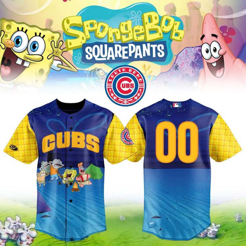 South Bend Cubs x SpongeBob SquarePants Night 2026 Baseball Jersey MiLB Cartoon Theme Night Fan Sports Apparel 1 - Unicasport South Bend Cubs x SpongeBob SquarePants Night 2026 Baseball Jersey MiLB Cartoon Theme Night Fan Sports Apparel