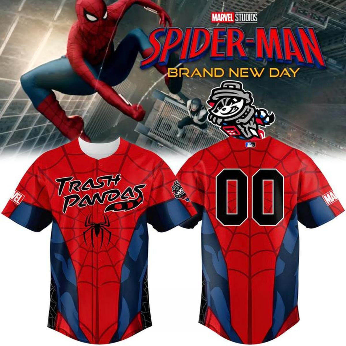 Trash Pandas x Spider-Man 2026 Baseball Jersey - Special Edition Gift for Fans