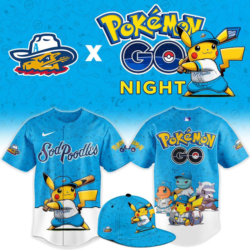 Amarillo Sod Poodles x Pokemon GO Night 2026 Baseball Jersey