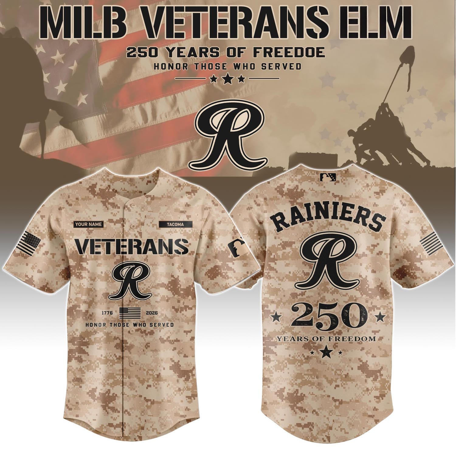 Tacoma Rainiers Veterans Day 2026 Special Limited Edition Baseball Jersey Fan Apparel 2 - Unicasport Tacoma Rainiers Veterans Day 2026 Special Limited Edition Baseball Jersey Fan Apparel