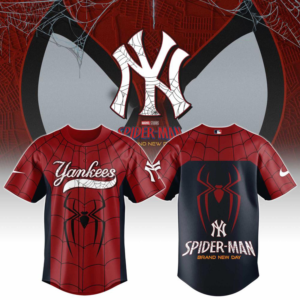 Custom New York Yankees x Spider-Man Brand New Day Collaboration Baseball Jersey 1 - Unicasport Custom New York Yankees x Spider-Man Brand New Day Collaboration Baseball Jersey